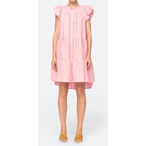 Sea New York Mini Dress Pink Button Down Flutter Sleeves